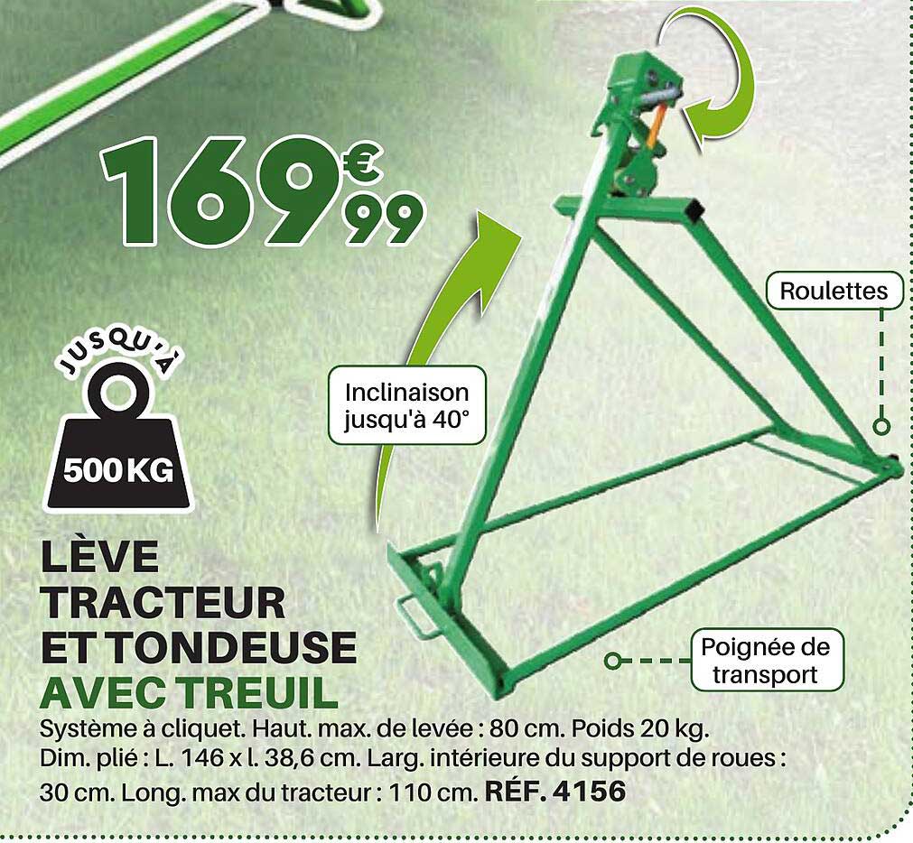 lève tracteur et tondeuse avec treuil