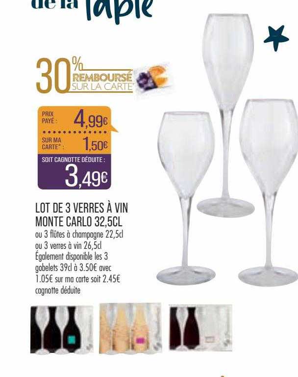 lot de 3 verres à vin monte carlo 32,5cl
