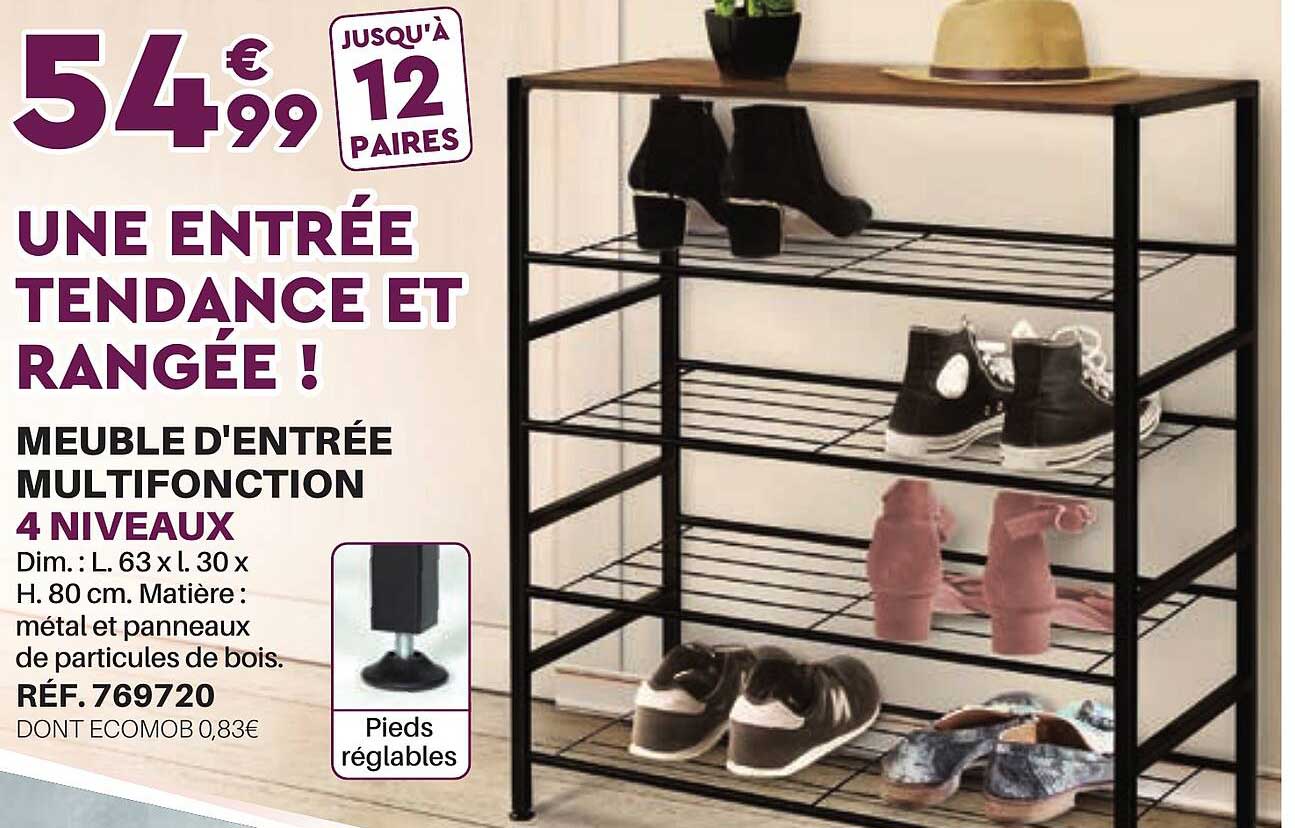 meuble d'entrée multifonction 4 niveaux