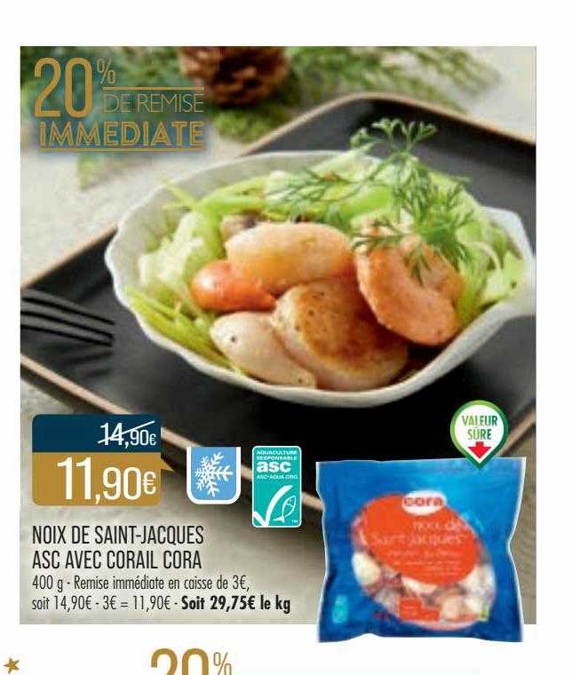 noix de saint-jacques asc avec corail cora