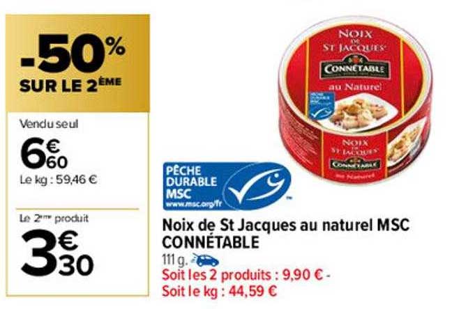noix de st jacques au naturel msc connétable