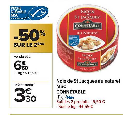 noix de st jacques au naturel msc connétable