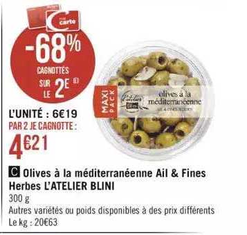 olives à la méditerranéenne ail & fines herbes l'atelier blini