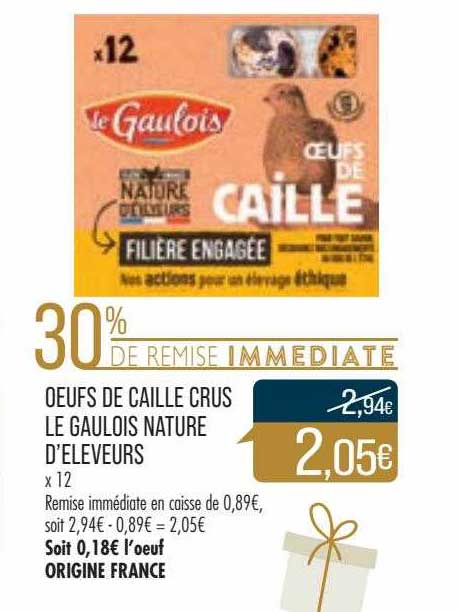 œufs de caille crus le gaulois nature d'éleveurs