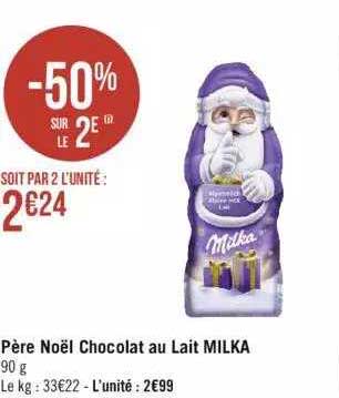 père noël chocolat au lait milka