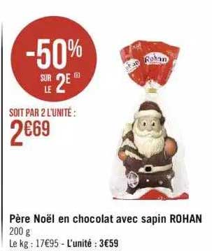père noël en chocolat avec sapin rohan