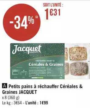 petits pains à réchauffer céréales & graines jacquet