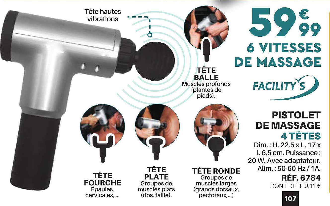 Pistolet De Massage 4 Têtes Facility's