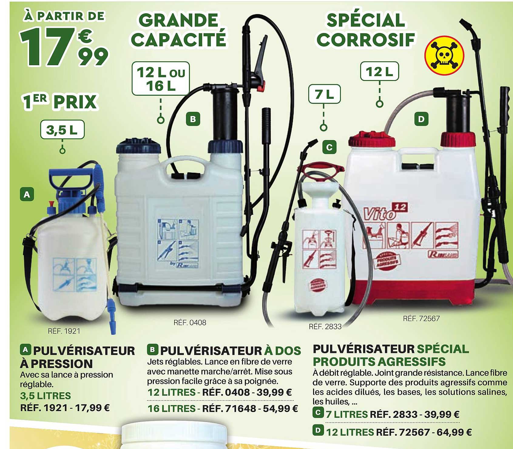 pulvérisateur à pression, pulvérisateur à dos, pulvérisateur spécial produits agressifs