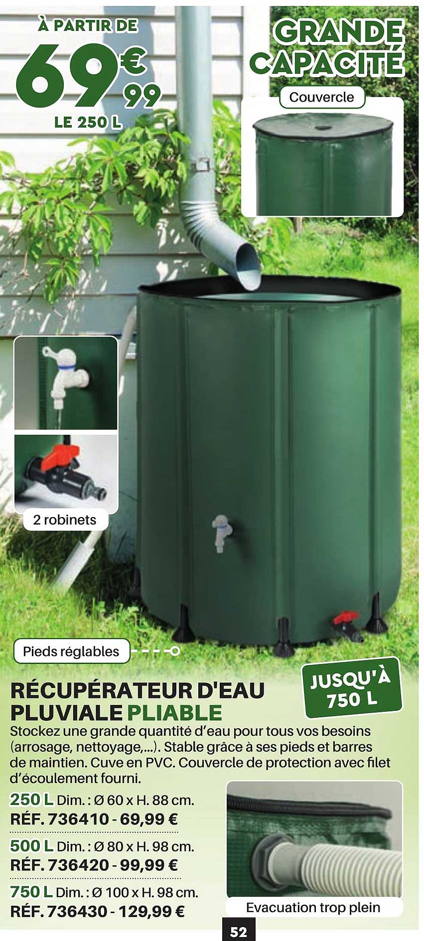 récupérateur d'eau pluviale pliable