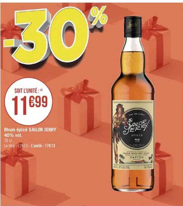 rhum épicé sailor jerry 40% vol.