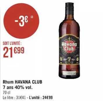 rhum havana club 7 ans 40% vol.