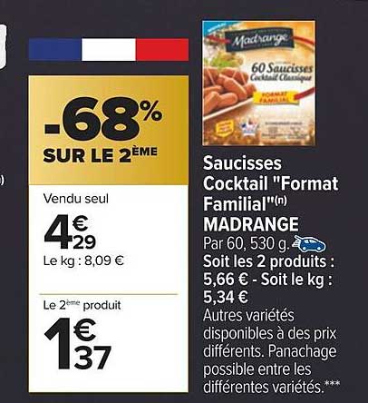 saucisses cocktail "format familial" madrange