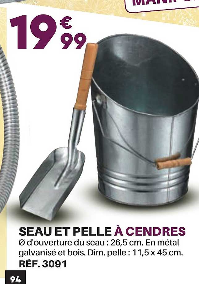 seau et pelle à cendres