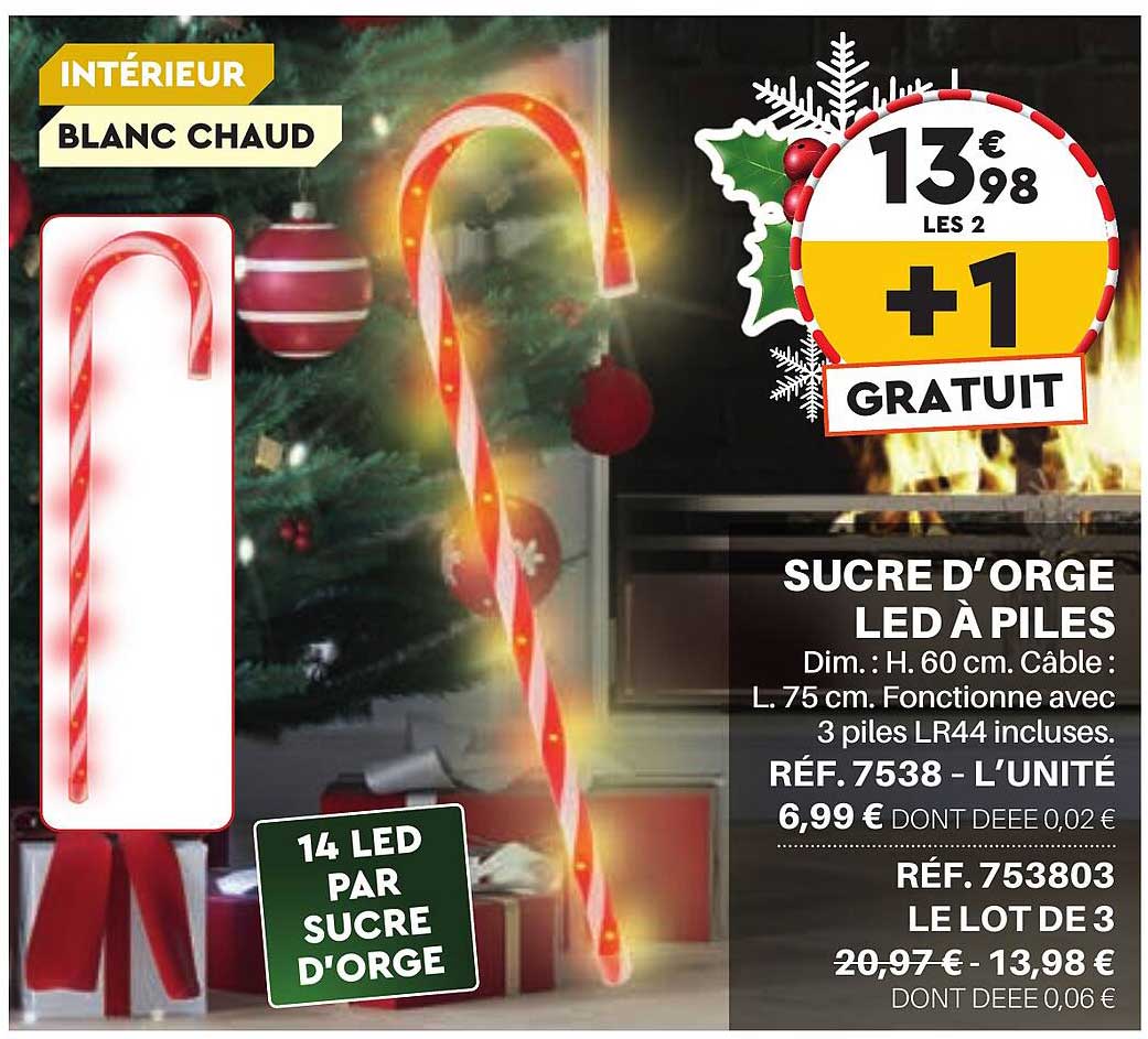 sucre d'orge led à piles