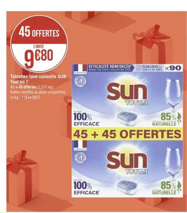 tablettes lave-vaisselle sun tout en 1