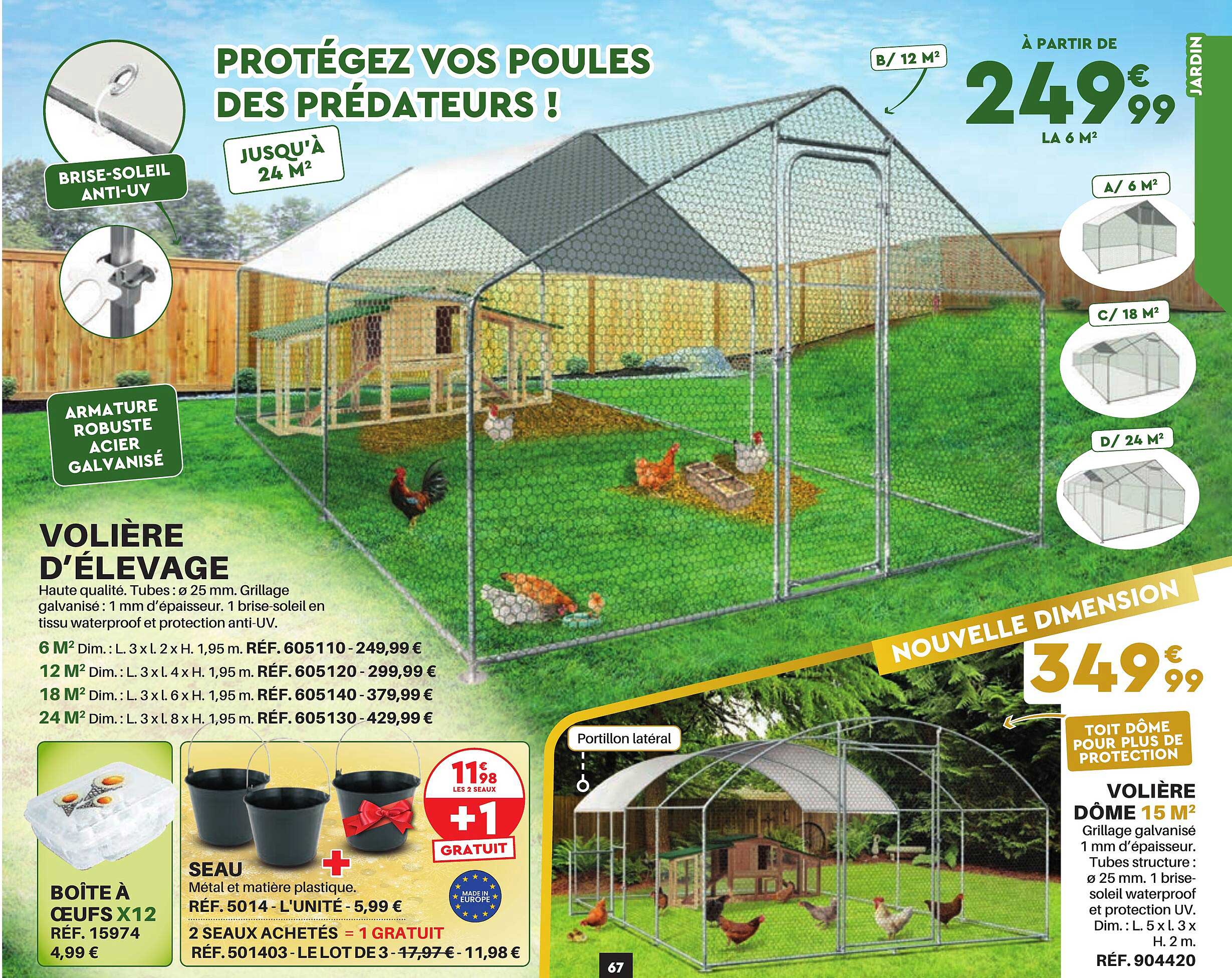 volière d'élevage, volière dôme 15 m²