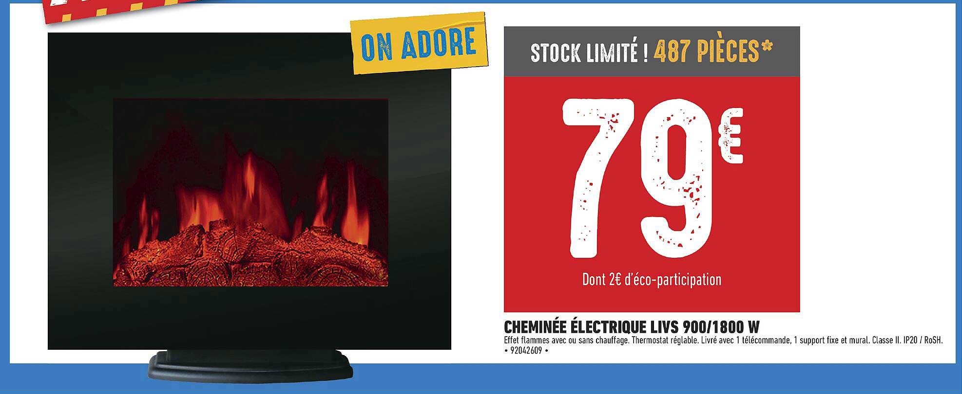 cheminée électrique livs 900/1800 w