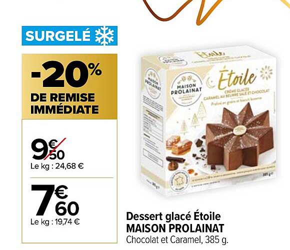 dessert glacé étoile maison prolainat