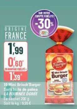 10 mini brioch burger sans huile de palme la fournée dorée