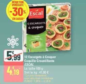 12 escargots à croquet coquille croustillante escal