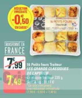 16 petits fours traiteur les grands classiques de l'apéritif