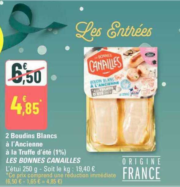2 boudins blancs à l'ancienne à la truffe d'été (1%) les bonnes canailles