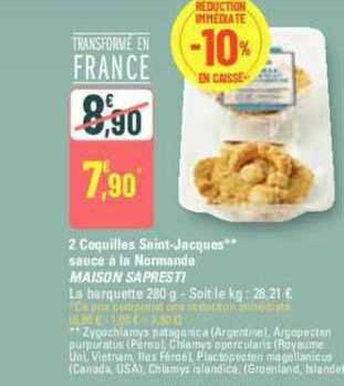 2 coquilles saint-jacques sauce à la normande maison sapresti