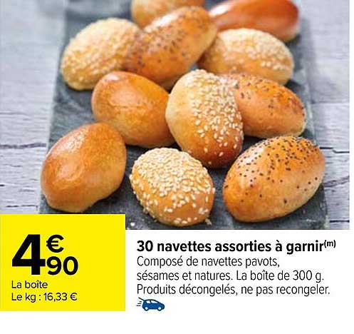 30 navettes assorties à garnir