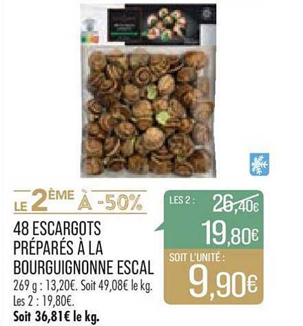 48 escargots préparés à la bourguignonne escal