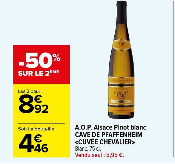 a.o.p. alsace pinot blanc cave de pfaffenheim «cuvée chevalier»