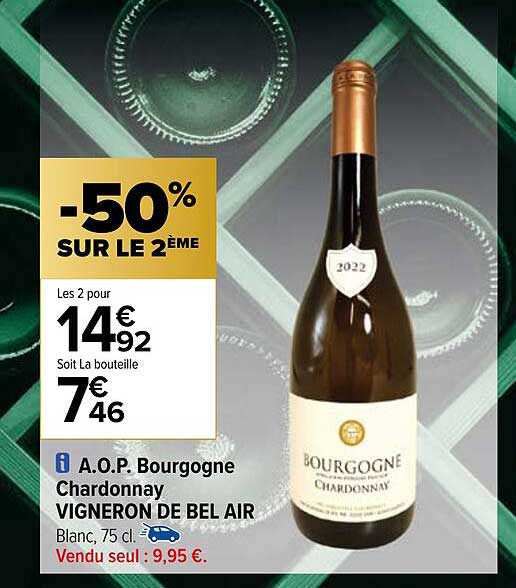 a.o.p. bourgogne chardonnay vigneron de bel air