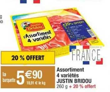 assortiment 4 variétés justin bridou