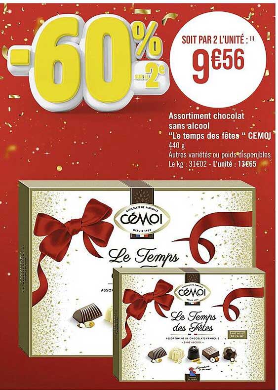 Assortiment Chocolat Sans Alcool "le Temps Des Fêtes" Cémoi