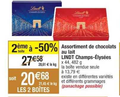 assortiment de chocolats au lait lindt champs-élysées