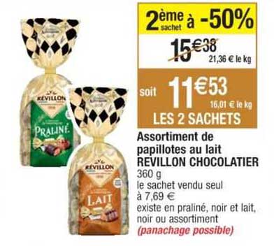 assortiment de papillotes au lait révillon chocolatier