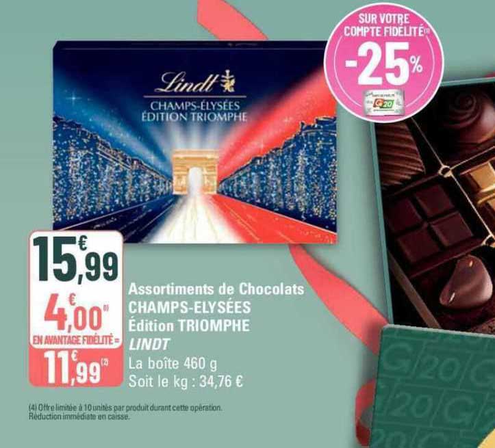 assortiments de chocolats champs-élysées édition triomphe lind