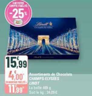 assortiments de chocolats champs-elysées lindt