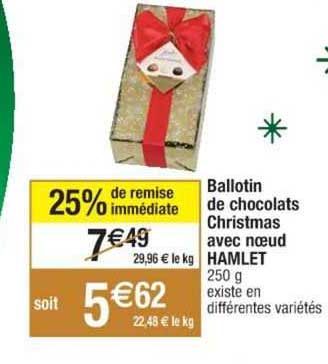 ballotin de chocolats christmas avec nœud hamlet