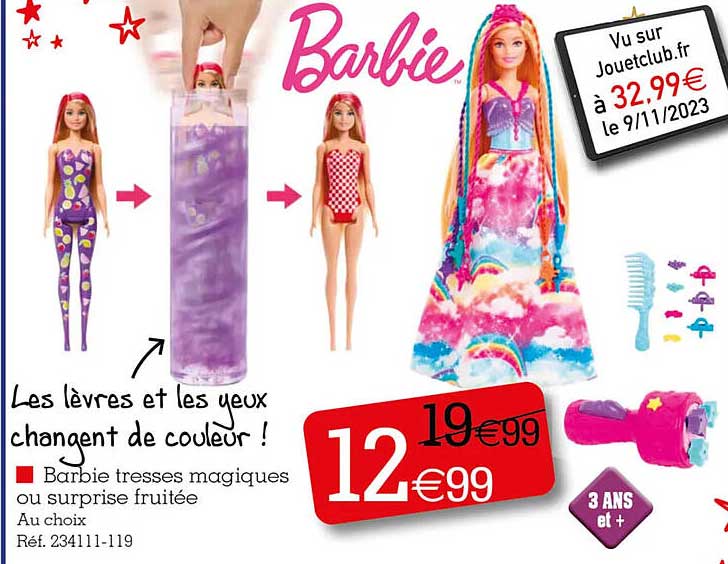 barbie tresses magiques ou surprise fruitée