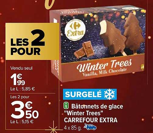 bâtonnets de glace "winter trees" carrefour extra