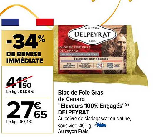 bloc de foie gras de canard "éleveurs 100% engagés" delpeyrat