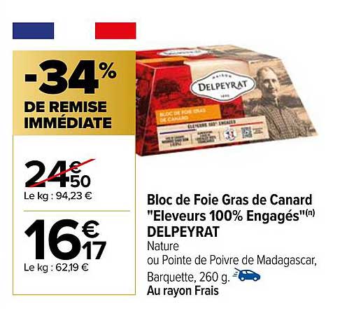 bloc de foie gras de canard "éleveurs 100% engagés" delpeyrat