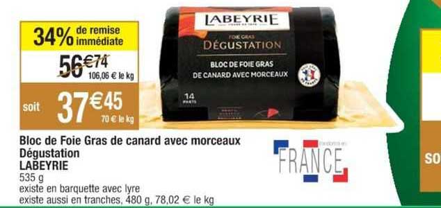 Bloc De Foie Gras De Canard Avec Morceaux Dégustation Labeyrie
