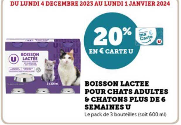 boisson lactée pour chats adultes & chatons plus de 6 semaines u