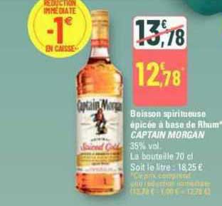 boisson spiritueuse épicée à base de rhum captain morgan