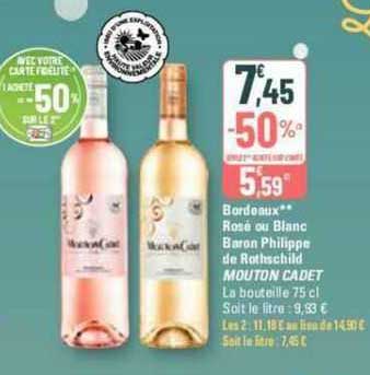 bordeaux rosé ou blanc baron philippe de rothschild mouton cadet
