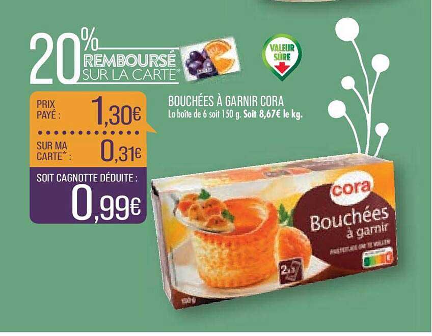 bouchées à garnir cora