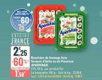 bouchées de fromage frais saveurs d'italie ou de provence aperivrais