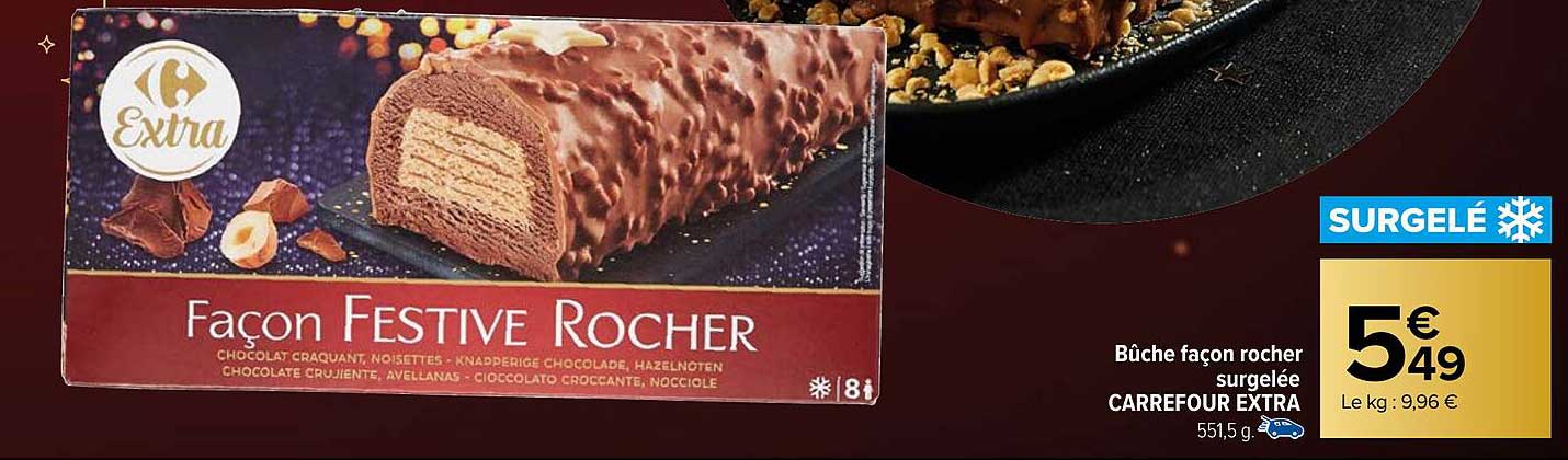 bûche façon rocher surgelée carrefour extra